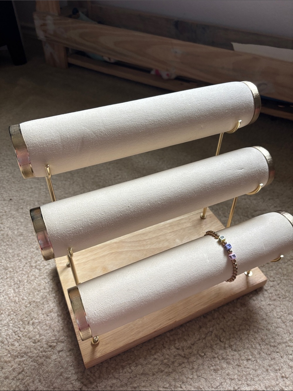 Three-Tier Jewelry Bracelet Display - Cream & Gold - Picture 7 of 11